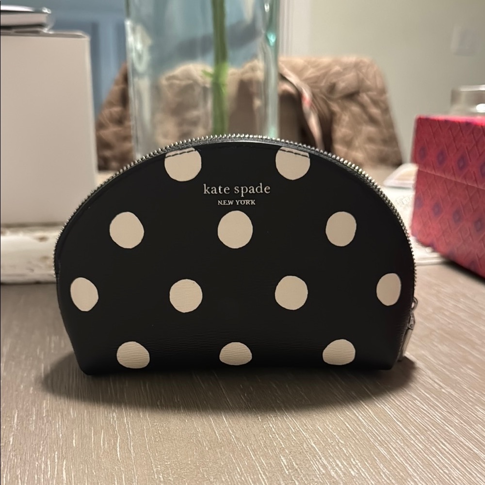 Kate Spade Black and White Polka Dot Cosmetic Bag